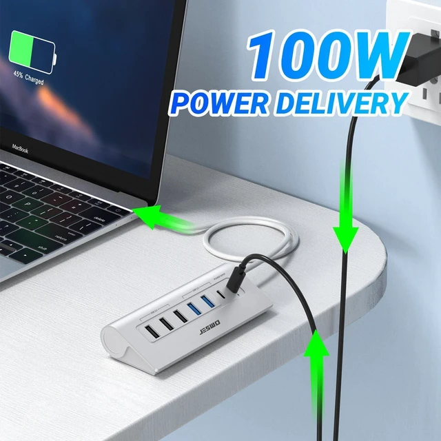 Alt view image 3 of 7 - USB C Hub, JESWO 10-in-1 USB C Hub Multiport Adapter with 4K HDMI, PD 100W, Type-C and 2 USB A 3.0 5Gbps, 3 USB A 2.0, SD/TF Card Reader, Aluminum USB Hub for PC, MacBook Air/Pro iPad Laptop (Sliver)