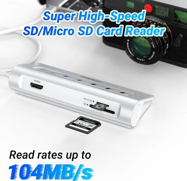 Alt view image 6 of 7 - USB C Hub, JESWO 10-in-1 USB C Hub Multiport Adapter with 4K HDMI, PD 100W, Type-C and 2 USB A 3.0 5Gbps, 3 USB A 2.0, SD/TF Card Reader, Aluminum USB Hub for PC, MacBook Air/Pro iPad Laptop (Sliver)