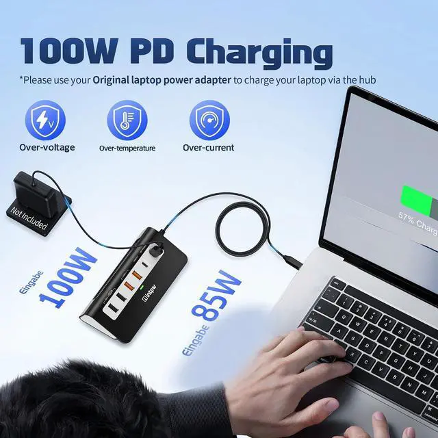 Alt view image 4 of 7 - intpw USB C Hub, P9 PRO USB C Hub Multiport Adapter with 4K HDMI, PD 100W, Type-C & 2 USB A 3.2 10Gbps, 2 USB A 2.0, SD/TF Card Reader, Aluminum USB Hub for Laptop, iPhone 17 Series, MacBook, iPad