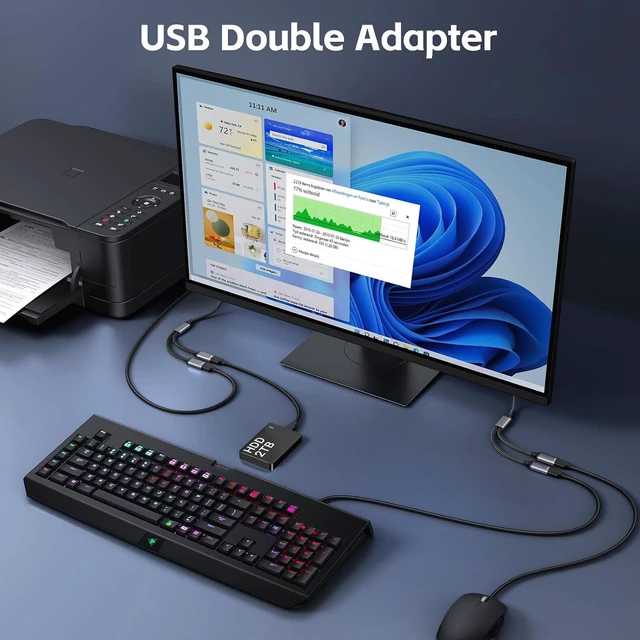 Alt view image 5 of 7 - KiwiBird USB Splitter 1 in 2 Out, USB A Splitter, Y Cable Dual Double Port Power Adapter for Charging and Data (2 Pack) for Laptop PC TV Desktop Computer Mac PS5 PS4 Xbox Keyboard Mouse