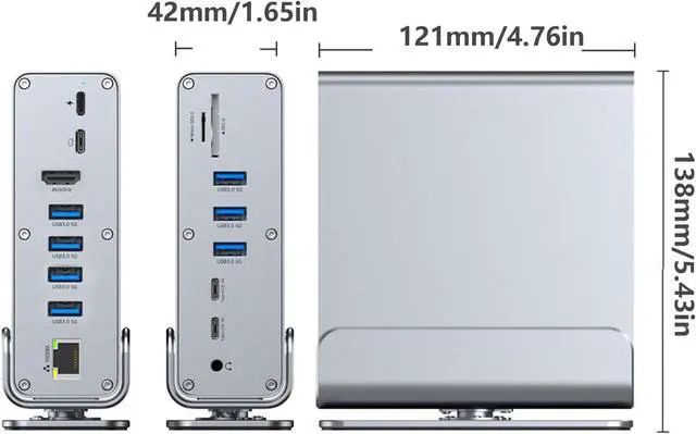 Alt view image 6 of 7 - 15 in 1 USB C Dock with HDTV Output PD100W Charging Ethernet Port and Multiple Connectivities Option USB C Port