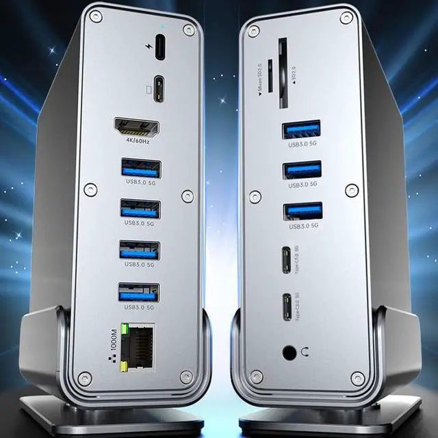 Alt view image 3 of 7 - 15 in 1 USB C Dock with HDTV Output PD100W Charging Ethernet Port and Multiple Connectivities Option USB C Port