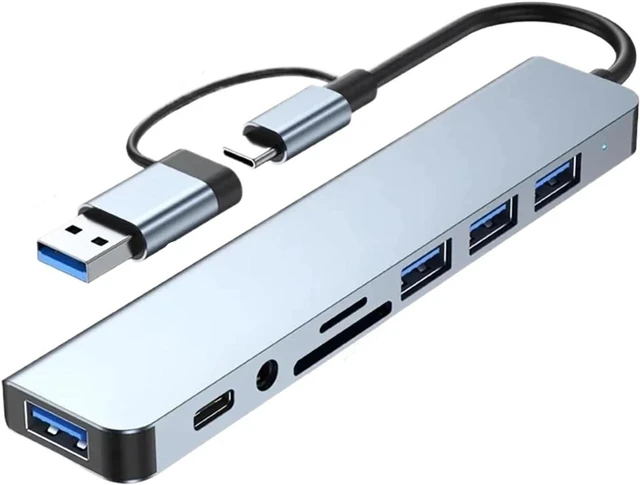 Main image of 8-in-2 Port USB C Expander USB 3.0 Hub Type C Splitter Type C Dock Multiport 7 Port Adapter USB Expander