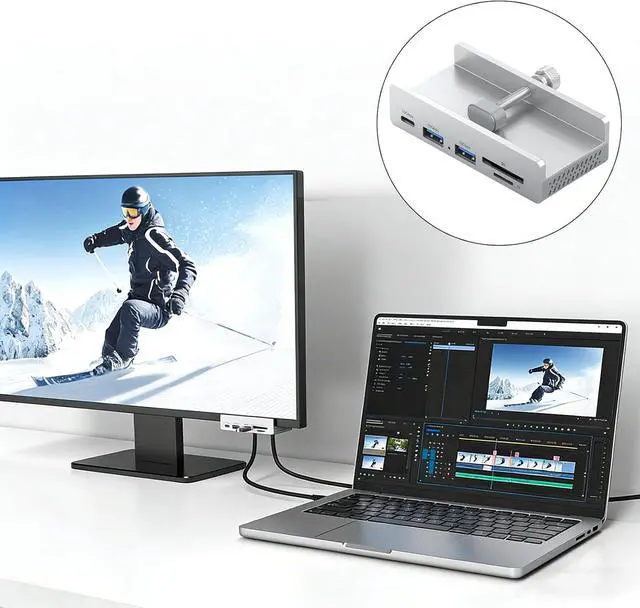 Alt view image 2 of 7 - Portable USB C Hub USB C Hub for Notebook with 10Gbps Speed 100W Power Supply and Double Slot Memory Card Reader
