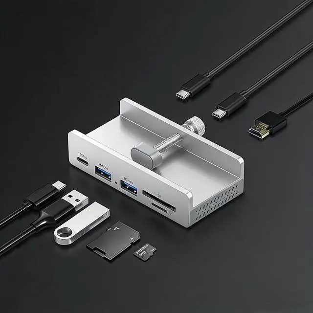 Alt view image 7 of 7 - Portable USB C Hub USB C Hub for Notebook with 10Gbps Speed 100W Power Supply and Double Slot Memory Card Reader