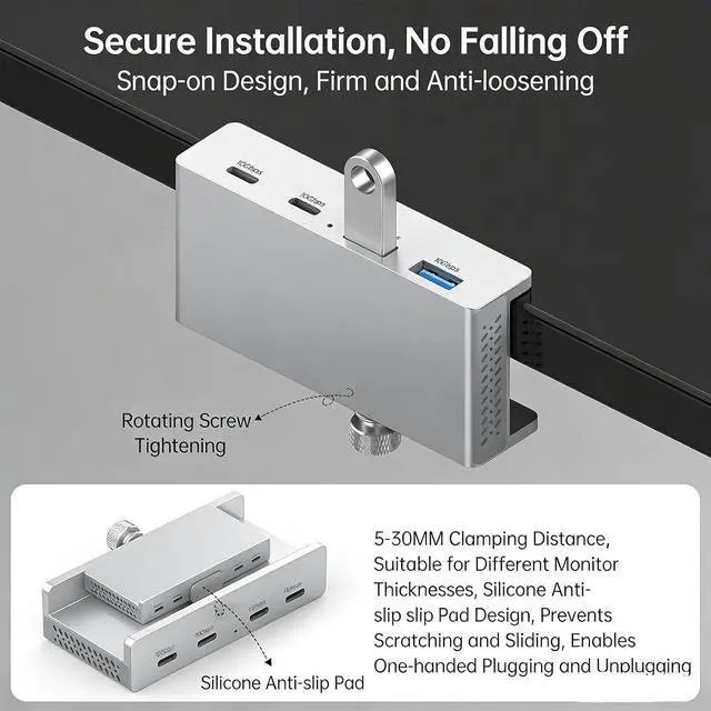 Alt view image 6 of 7 - Portable USB C Hub USB C Hub for Notebook with 10Gbps Speed 100W Power Supply and Double Slot Memory Card Reader