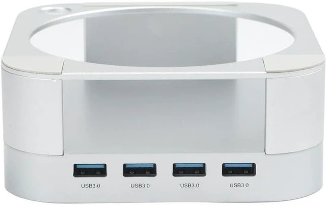 Main image of Aluminum Docking Station for Mini, Silver Metal Holder Stand with USB 3.0 Hub Bracket, Compact Desktop Riser Base