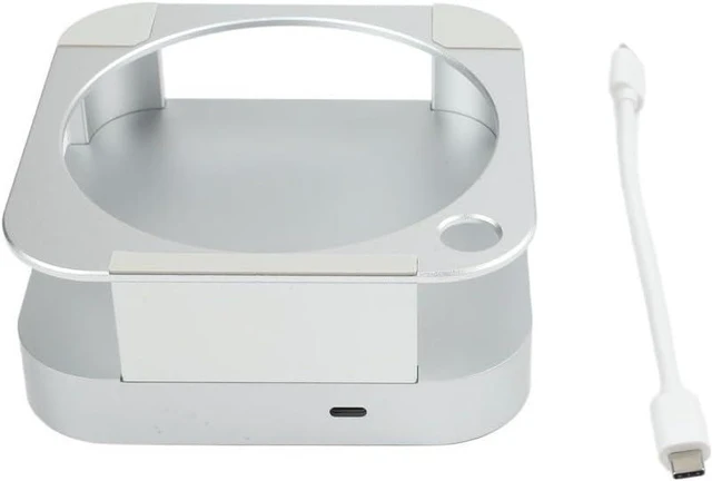 Alt view image 4 of 7 - Aluminum Docking Station for Mini, Silver Metal Holder Stand with USB 3.0 Hub Bracket, Compact Desktop Riser Base
