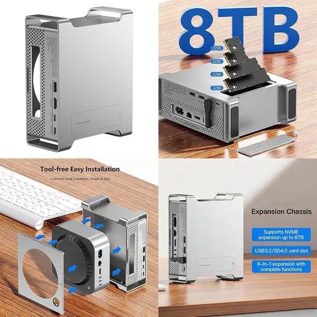 Alt view image 2 of 7 - USB Three Fraction Center for Computer Tiny Expert with/Transfer Card Slot 8TB Assist and Outlet Play Plan NVMe Pen for Computer Tiny