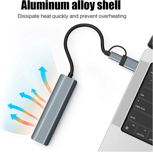 Alt view image 5 of 7 - USB C HUB USB-C USB-A Multiport Adapter Type C USB 3.0 Data Transfer Gigabit Ethernet RJ45 Docking Station