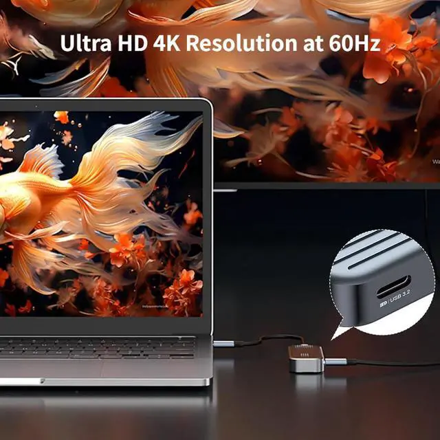 Alt view image 2 of 7 - 4K 60Hz USB C Docking Station with Video Output, 10Gbps USB C Data Ports and 100W PD Input, Aluminum Hub for Home and Travel Desk Use Type Dock Multiport Adapter Desktop Hub Home