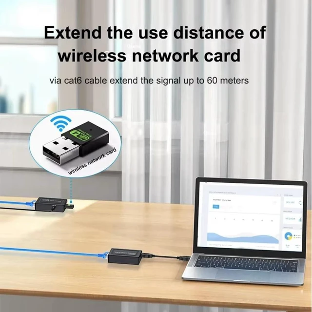 Alt view image 6 of 7 - USB Extender Over Cat6 Cable 100M 2-Port USB Hub for Printer USB