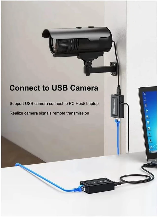 Alt view image 5 of 7 - USB Extender Over Cat6 Cable 100M 2-Port USB Hub for Printer USB