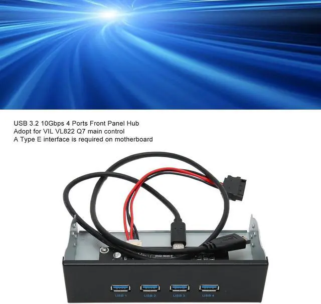 Alt view image 2 of 7 - Cryfokt USB 3.2 Front Panel Hub with 4 Ports for HighSpeed Data Transfer in Desktop Systems, 5.25" Optical Drive Extension Panel (Optical Drive 4USB Type E)