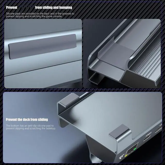 Alt view image 6 of 7 - Aluminum USB C Hubs with 4K 120Hz 3 USB Port and Gigabit for Gaming and Offices Use Gaming Dock for SteamHandheld