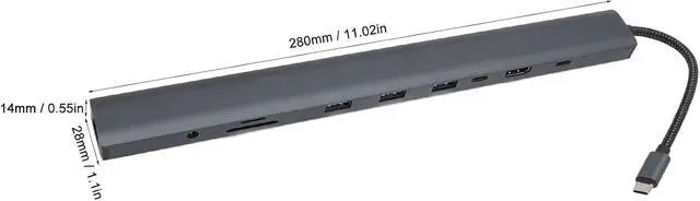 Alt view image 2 of 7 - 10 in 1 USB Hub, Type C to 4K HD Multimedia,Interface VGA PD 100W RJ45 Port,3.5mm Audio,4 USB3.0 USB C Hub Multiport Adapter for Laptop