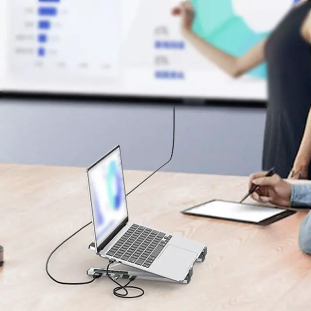 Alt view image 7 of 7 - 9-in-1 USB C Docking Station With USB 3.0 Ethernet And 100W PD Charging For Enhanced Laptop Functionality