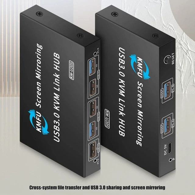 Alt view image 5 of 7 - Two computer metal USB3.0 KVM switching hub for easy keyboard and data sharing High speed data transfer switching
