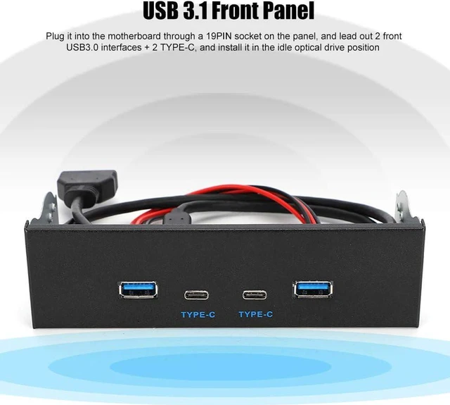 Alt view image 4 of 7 - USB 3.1 Gen2 Front Panel 10Gbps Optical Drive Expansion Type C Type E Hub USB 3.0 2.0 Desktop Computer Parts 80cm Extension Cable Black Heavy Duty PC Case Upgrade Accessory