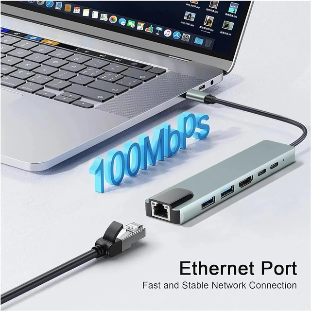 Alt view image 3 of 4 - USB C Hub Multiport Adapter,6 in 1 USBC with 4K HDMI,RJ45,USB 3.0/2.0,USB-C Docking Station