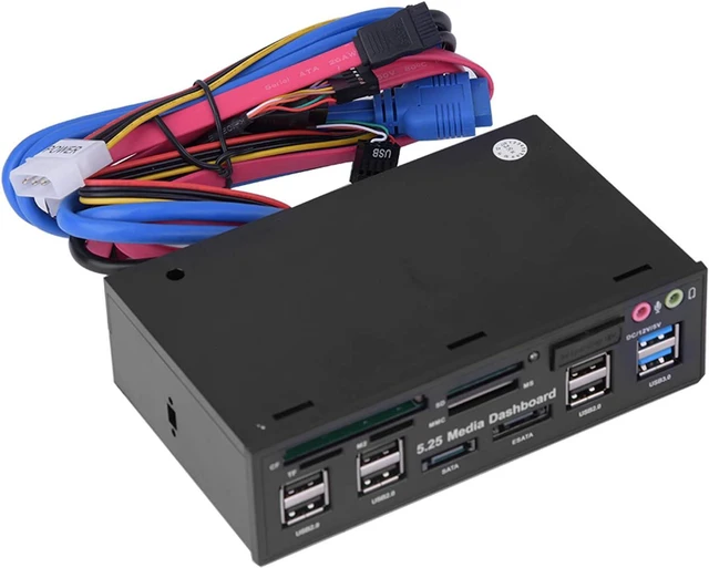 Main image of Yinhing 525E20 Multi Functional Front Panel with USB 3.0/2.0 Hub ESATA Ports and Card Reader High Speed Data Transfer Supports M2/TFSD MSCF Cards Up to 64G