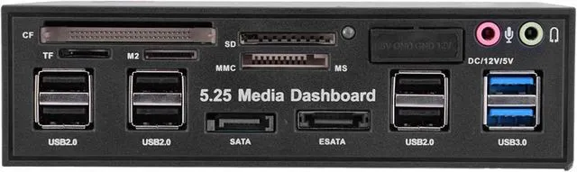 Alt view image 4 of 7 - Yinhing 525E20 Multi Functional Front Panel with USB 3.0/2.0 Hub ESATA Ports and Card Reader High Speed Data Transfer Supports M2/TFSD MSCF Cards Up to 64G