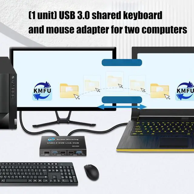 Alt view image 3 of 7 - Plugs and Play USB3.0 KVM Switching Allows Keyboards Control on 2 Computers Simultaneously Double Computer Keyset Switcher