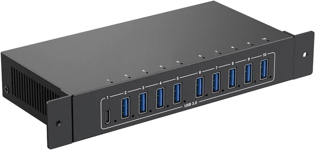 Main image of 10 Slot USB3 Center, 5Gbps Transmission 105W Metal Housing, Charging Data for Multiple Devices, Adjust Computer Modification