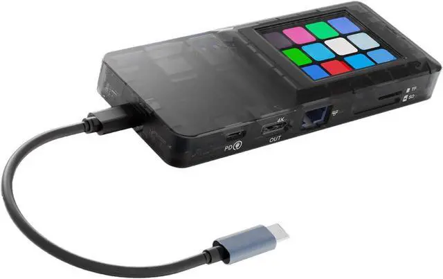 Alt view image 2 of 5 - Powered USB Hub with Touch Control LCD for Laptop, Versatile 8 Interfaces Including RJ45 and Memory Card, Ideal for Home and Office Use