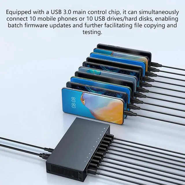 Alt view image 4 of 7 - 10 Port USB Version Center with 105W Power 5Gbps Data Transfer Simultaneous Multiple Device Connection for Laptop Accessories
