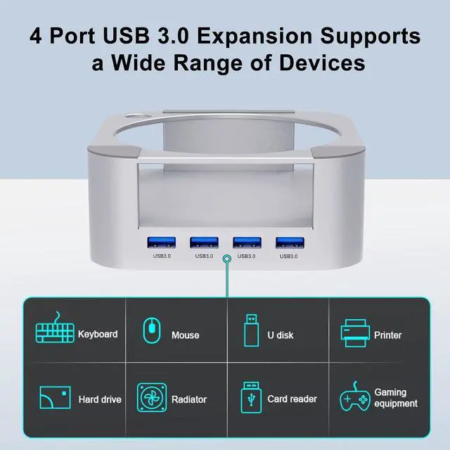 Alt view image 3 of 7 - USB3.0 Adapter with Cooling Aluminum Stand for Including 4 Port Fast Speed Data Transfer Type C Dock