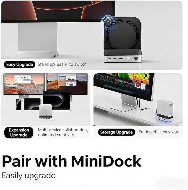 Alt view image 4 of 7 - Base Stand with Docking Capabilities for Supporting 8TB Enclosure Gigabit Ethernet and Fast Speed USB HDDs Dock