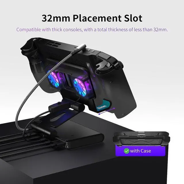 Alt view image 7 of 7 - 6 in 1 Gaming Docking Station with Double Fan Cooling Stand Multiple Port for Handheld Game Console Game Console Docking Station