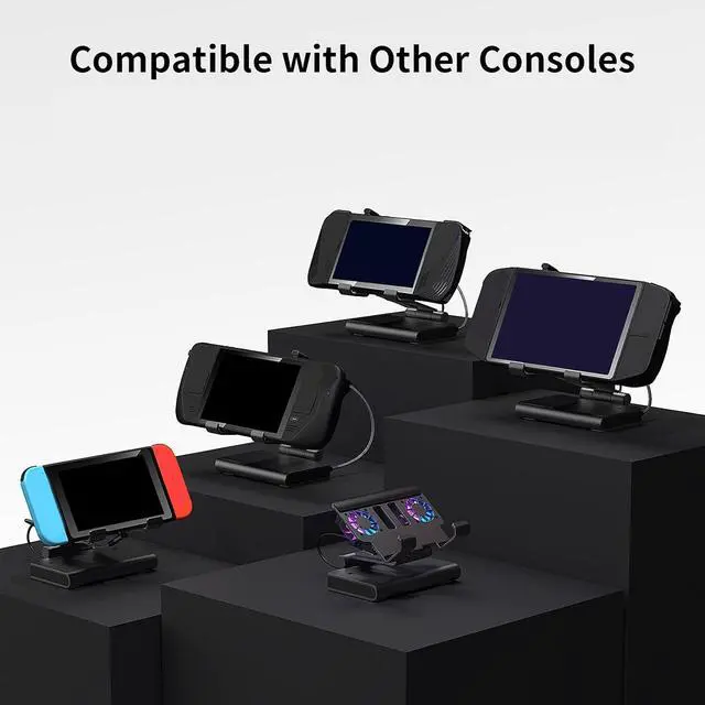 Alt view image 6 of 7 - 6 in 1 Gaming Docking Station with Double Fan Cooling Stand Multiple Port for Handheld Game Console Game Console Docking Station