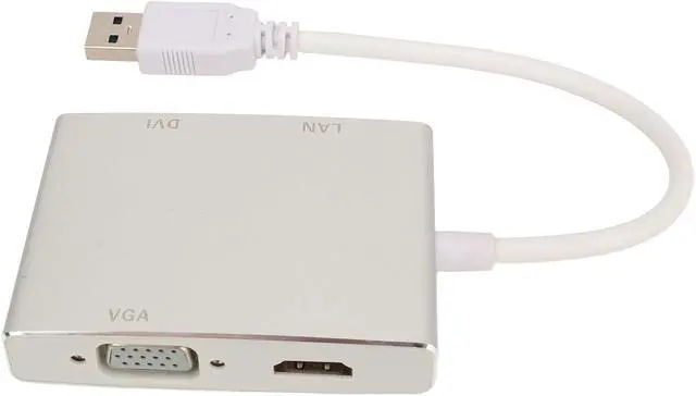 Alt view image 2 of 7 - USB 3.0 Video Adapter 4 in 1 Multiport Hub with VGA DVI HDMI RJ45 Ports Aluminum Alloy Shell for Monitors Projectors Televisions Computers