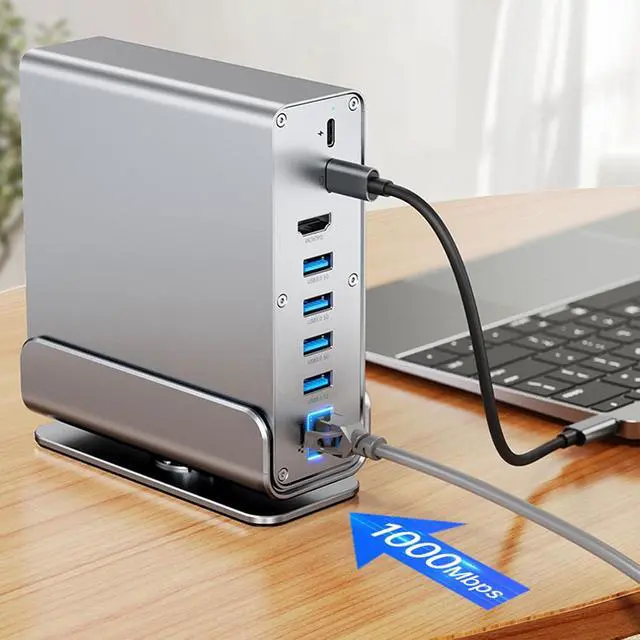 Alt view image 5 of 7 - 15 in 1 Vertical USB C Hubs for Features 4K HDTV and USB3.0 Port Gigabit Fast Charging and More USB C Hubs with HDTV