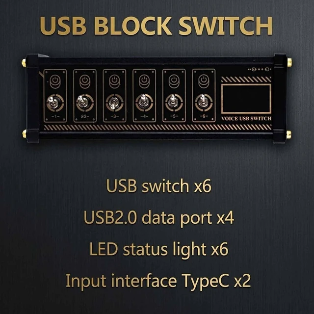 Alt view image 3 of 7 - 6 Ports USB C Switcher, Cyberpunk USB Docking Station with 6 Port USB Docking Station, 9 USB Convenient Input Ports, Button Switch, Data Transmission, for Tablets, and Gadgets
