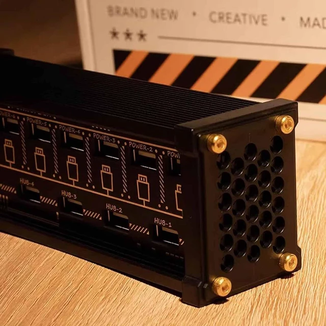 Alt view image 4 of 7 - 6 Ports USB C Switcher, Cyberpunk USB Docking Station with 6 Port USB Docking Station, 9 USB Convenient Input Ports, Button Switch, Data Transmission, for Tablets, and Gadgets
