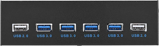 Alt view image 5 of 7 - 19 - Pin to 4×USB3.0 + 2×USB2.0 6 - Port Metal Front Panel USB Hub, Front Panel USB3.0 and USB2.0 Expansion, for Desktop PC with Vacant 5.25 Inch Bay and 20 - Pin USB3.0