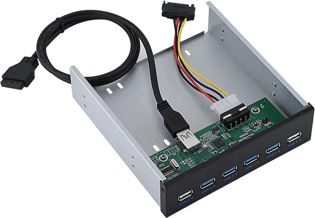 Alt view image 7 of 7 - 19 - Pin to 4×USB3.0 + 2×USB2.0 6 - Port Metal Front Panel USB Hub, Front Panel USB3.0 and USB2.0 Expansion, for Desktop PC with Vacant 5.25 Inch Bay and 20 - Pin USB3.0