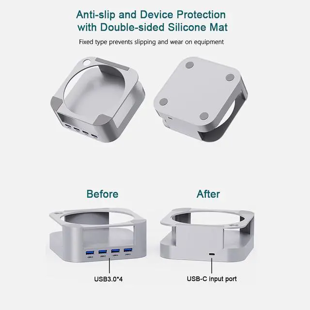 Alt view image 3 of 7 - USB 3.0 Adapter with Cooling Aluminum Stand Includes 4 Port Fast Data Transfer Vent Hub
