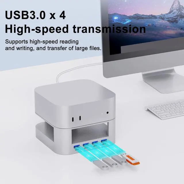 Alt view image 7 of 7 - USB 3.0 Adapter with Cooling Aluminum Stand Includes 4 Port Fast Data Transfer Vent Hub