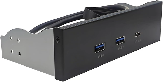 Alt view image 5 of 7 - 2X USB Front Panel for PC 2Port USB 3.2 GEN1 5Gbps+ 1Port Type-C 10Gbps/20Gbps Hub for Desktop 5.25inch Floppy Drive Bay