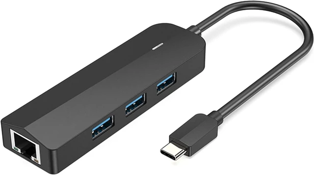 Alt view image 5 of 7 - USB C to Ethernet Adapter with 3 USB3.0 Port and Gigabit RJ45 Networking Port for Laptop USB C Ethernet Connector