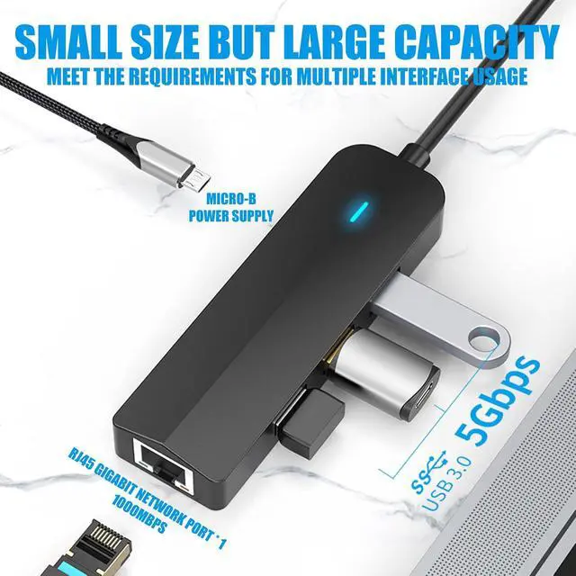 Alt view image 2 of 7 - USB C Dongle with Ethernet Port and 3 USB3.0 Slots Docking Station for Enhances Connection on Laptops Type C to Ethernet Converter