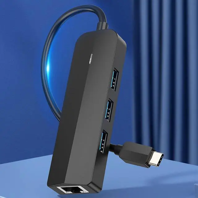 Alt view image 6 of 7 - USB C to Ethernet Adapter with 3 USB3.0 Port and Gigabit RJ45 Networking Port for Laptop USB C Ethernet Connector