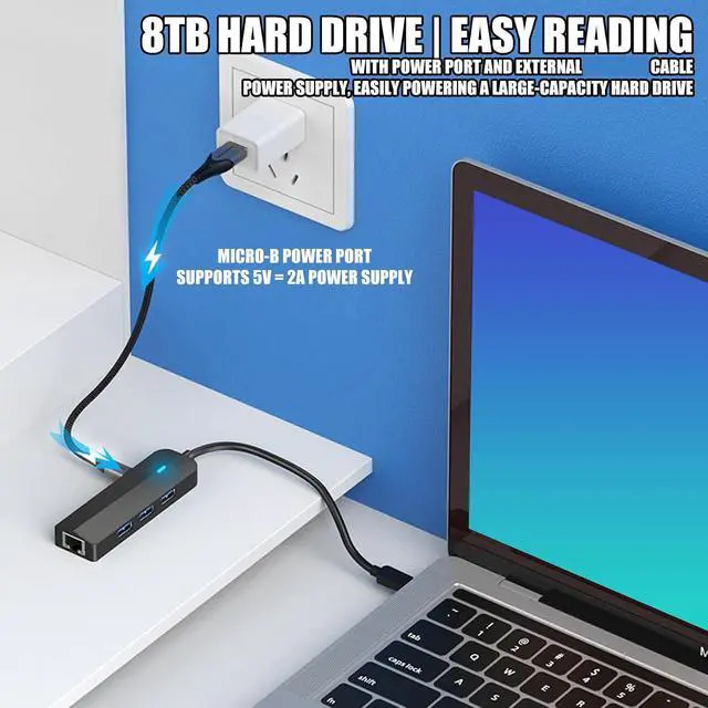 Alt view image 7 of 7 - USB C Dongle with Ethernet Port and 3 USB3.0 Slots Docking Station for Enhances Connection on Laptops Type C to Ethernet Converter