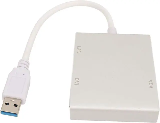 Alt view image 5 of 7 - USB 3.0 Video Adapter 4 in 1 Multiport Hub with VGA DVI HDMI RJ45 Ports Aluminum Alloy Shell for Monitors Projectors Televisions Computers