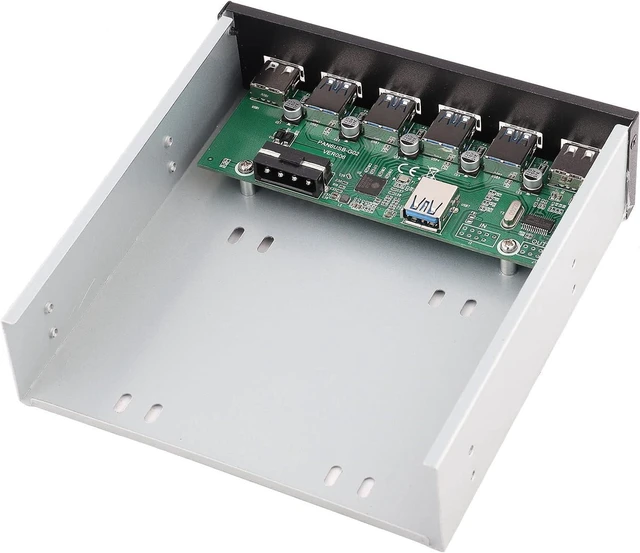 Alt view image 6 of 7 - 19 - Pin to 4×USB3.0 + 2×USB2.0 6 - Port Metal Front Panel USB Hub, Front Panel USB3.0 and USB2.0 Expansion, for Desktop PC with Vacant 5.25 Inch Bay and 20 - Pin USB3.0