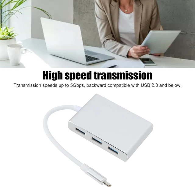 Alt view image 3 of 7 - USB C Hub 5 in Multi Port Adapter Splitter with USB 3 0 VGA HD Multimedia Interface for Simultaneous Device Connections High Speed Data Transfer Display Support Plug